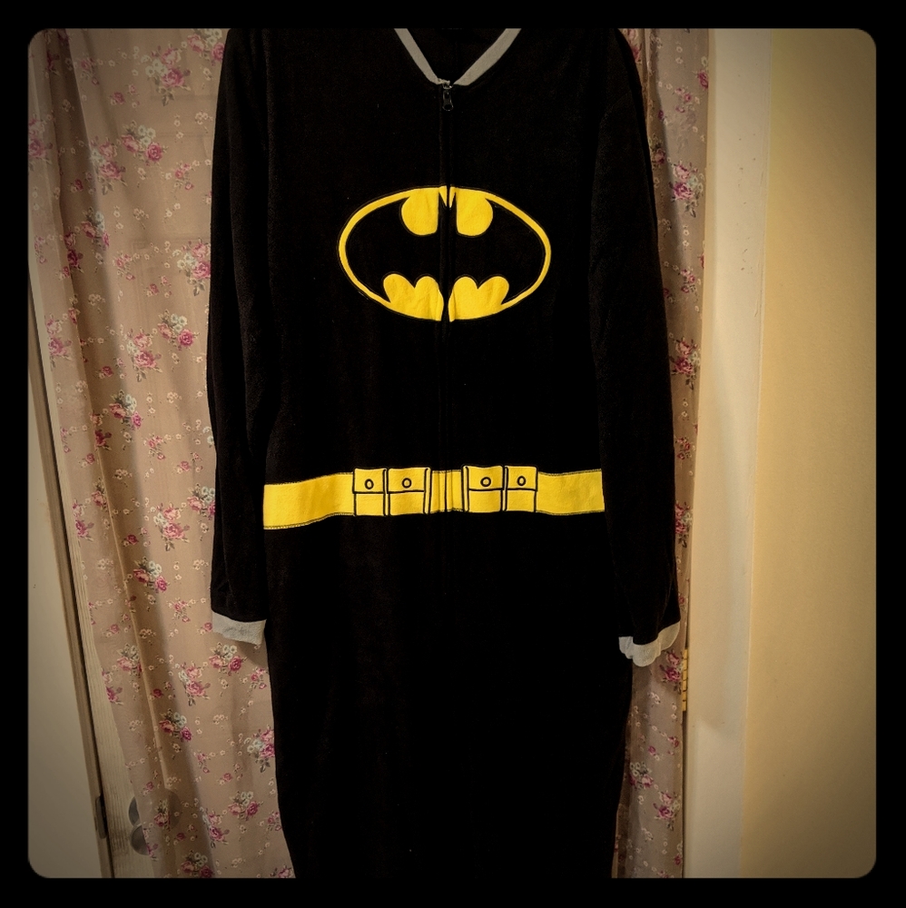 Adult/Men's Batman onesie w/ cape- size L